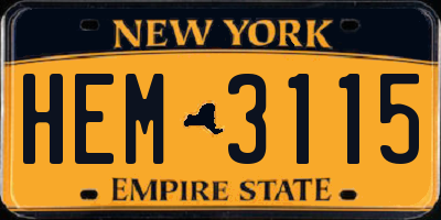 NY license plate HEM3115
