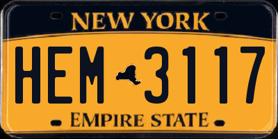 NY license plate HEM3117