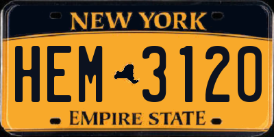 NY license plate HEM3120