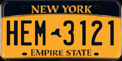 NY license plate HEM3121