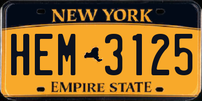 NY license plate HEM3125