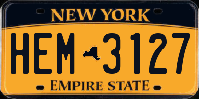 NY license plate HEM3127