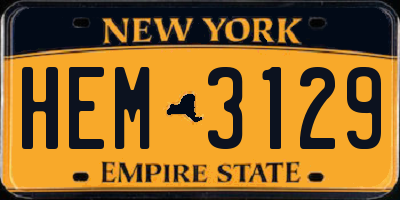 NY license plate HEM3129