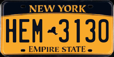 NY license plate HEM3130