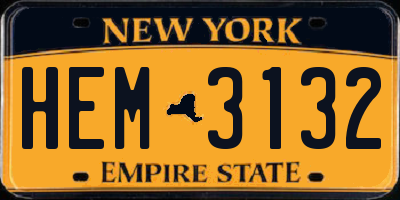 NY license plate HEM3132