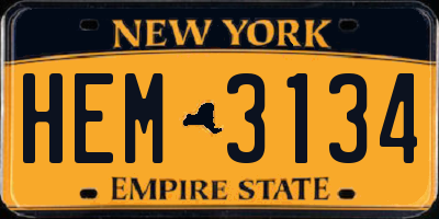 NY license plate HEM3134