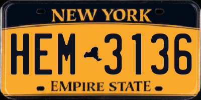 NY license plate HEM3136