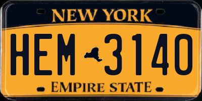 NY license plate HEM3140