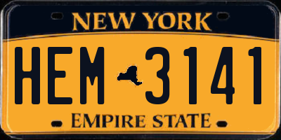 NY license plate HEM3141