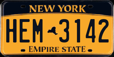 NY license plate HEM3142