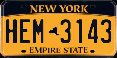NY license plate HEM3143