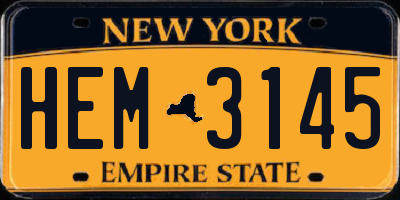 NY license plate HEM3145