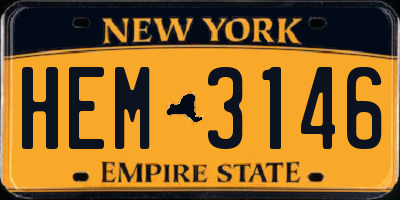 NY license plate HEM3146