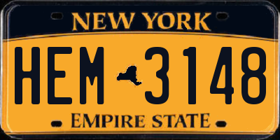 NY license plate HEM3148