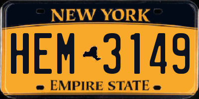 NY license plate HEM3149