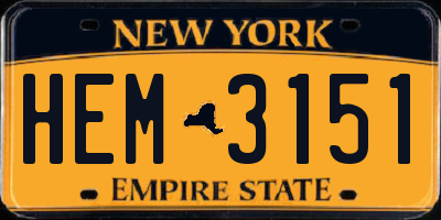 NY license plate HEM3151