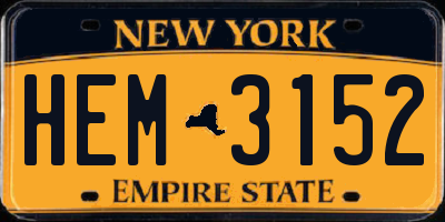 NY license plate HEM3152