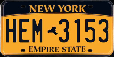 NY license plate HEM3153