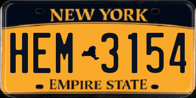 NY license plate HEM3154