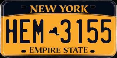 NY license plate HEM3155