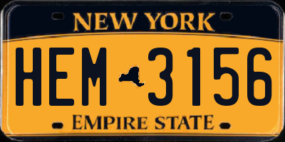 NY license plate HEM3156