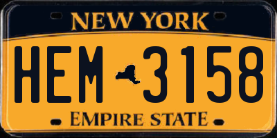 NY license plate HEM3158