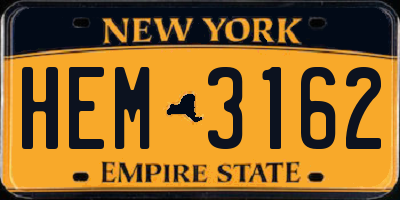 NY license plate HEM3162