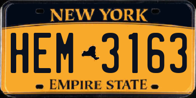 NY license plate HEM3163