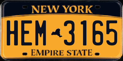 NY license plate HEM3165
