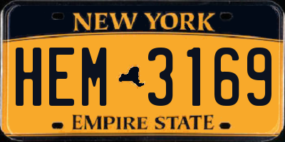NY license plate HEM3169