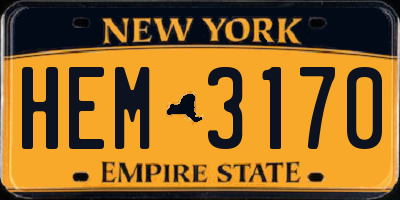 NY license plate HEM3170