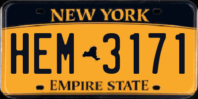 NY license plate HEM3171