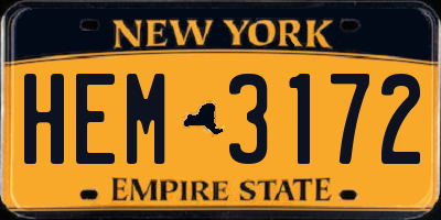 NY license plate HEM3172