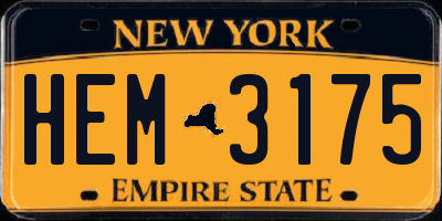 NY license plate HEM3175