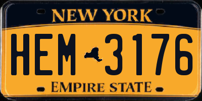 NY license plate HEM3176