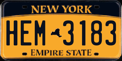 NY license plate HEM3183