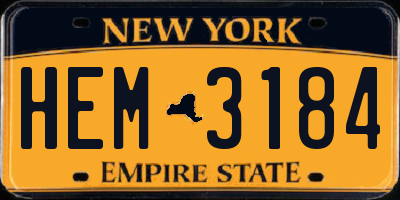 NY license plate HEM3184
