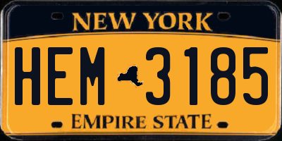 NY license plate HEM3185