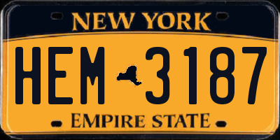 NY license plate HEM3187