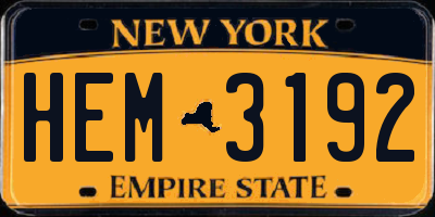 NY license plate HEM3192