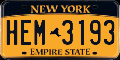 NY license plate HEM3193