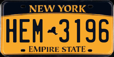 NY license plate HEM3196