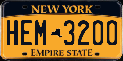 NY license plate HEM3200