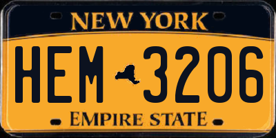 NY license plate HEM3206