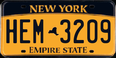 NY license plate HEM3209