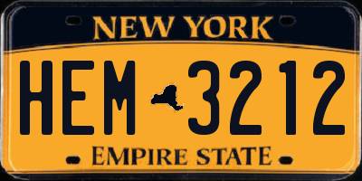 NY license plate HEM3212