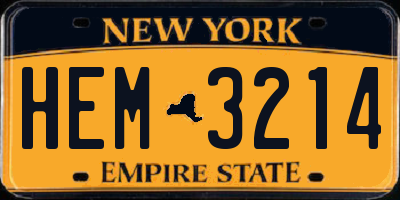 NY license plate HEM3214