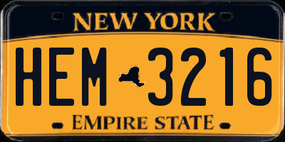 NY license plate HEM3216