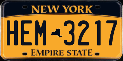NY license plate HEM3217