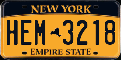 NY license plate HEM3218